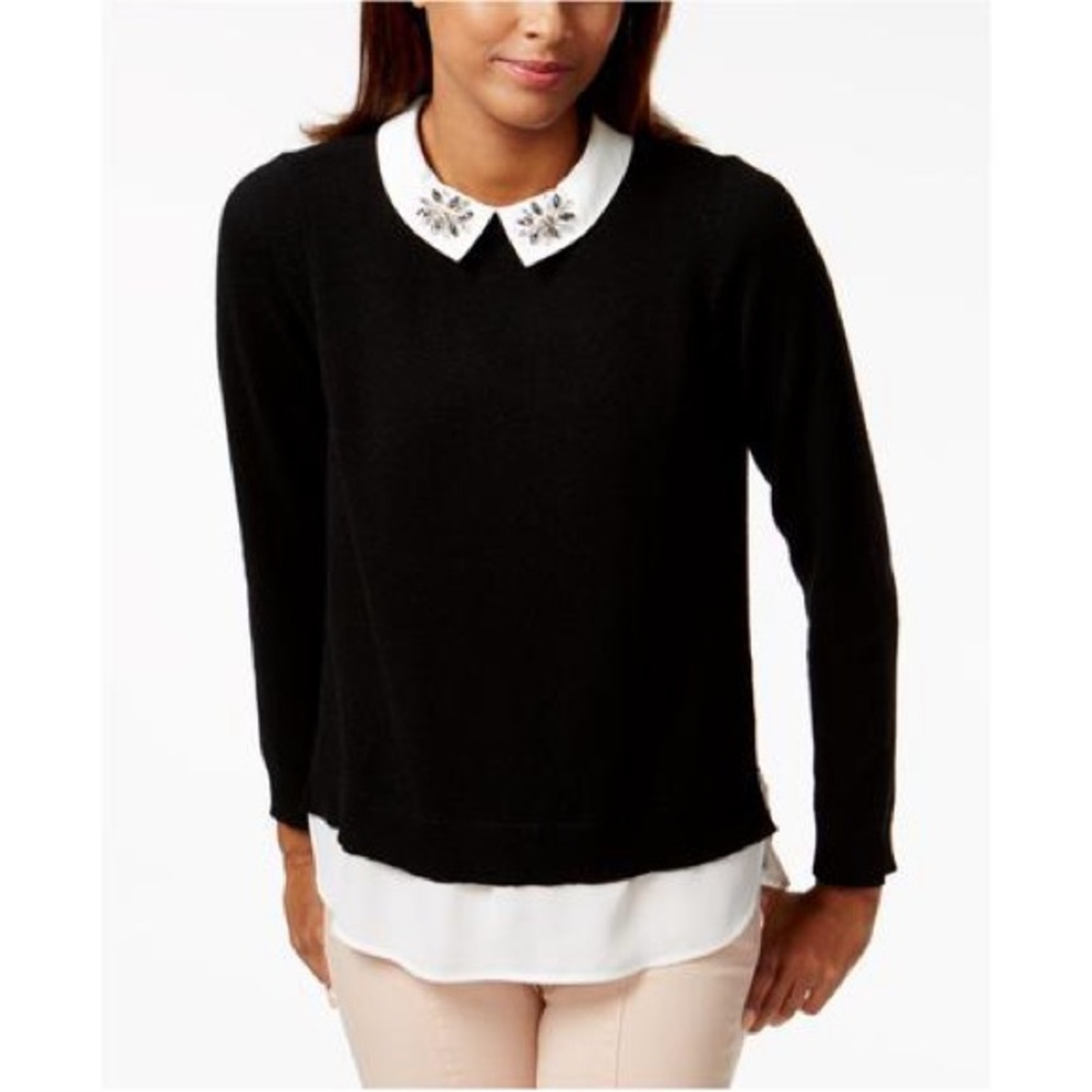 Charter Club Black and White Crew Neck Sweater